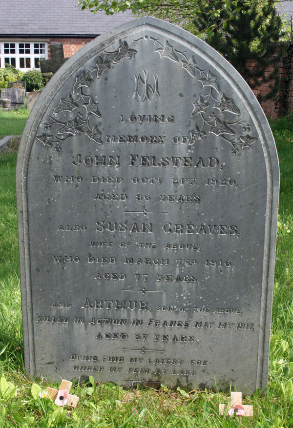 Arthur Felstead grave in Hoby